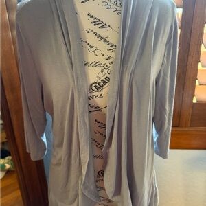 Light Gray Open-Front Cardigan
